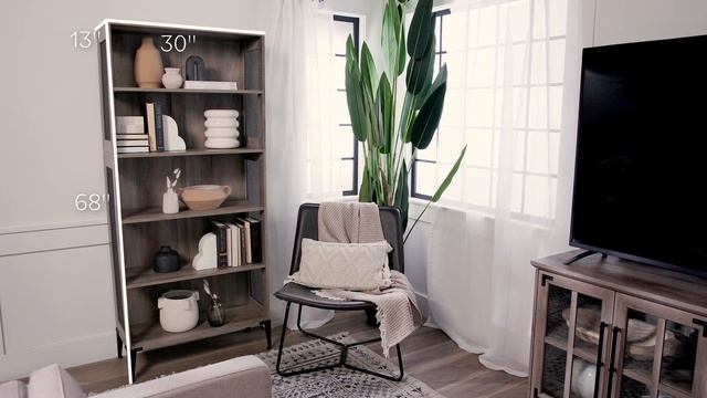 Jasper 68" Tall Bookshelf with Mesh Sides - Grey Wash смотреть онлайн