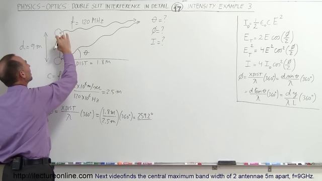 Physics 60 Optics: Double Slit Interference (17 of 35) Phase Diff=? Intensity=? of 2 Radio Antenna смотреть онлайн