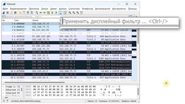 Ethernet кадры — анализ сетевого взаимодействия в Wireshark смотреть онлайн