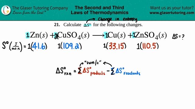 16.21g | How to calculate ΔS° for Zn(s) + CuSO4(s) → Cu(s) + ZnSO4(s) смотреть онлайн