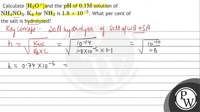 Calculate \( \left[\mathrm{H}_{3} \mathrm{O}^{+}\right] \)and the \( \mathrm{pH} \) of \( 0.1 \m... смотреть онлайн