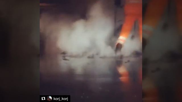 Ночной ремонт рязанских дорог под весенним дождём