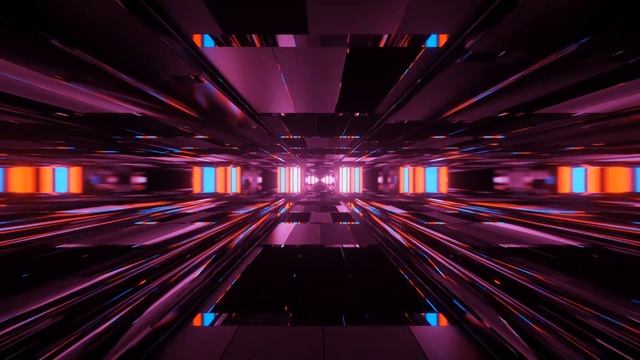 Purple Color Tunnel Corridor Sci-fi Neon Lights Background - 1 Hour смотреть онлайн