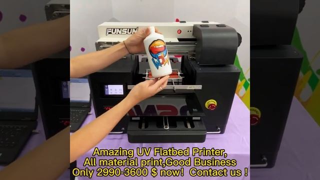 Amazing！Funsun A3UV printer All materials perfect priting! смотреть онлайн