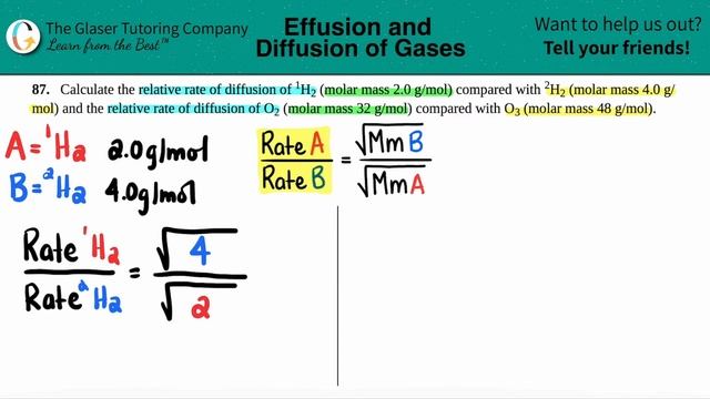 9.87 | Calculate the relative rate of diffusion of 1H2 (molar mass 2.0 g/mol) compared with 2H2 смотреть онлайн
