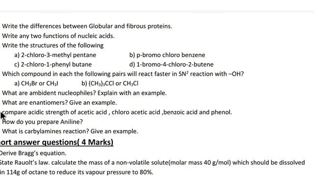EASY TO SCORE 60/60 IN INTER SECOND YEAR CHEMISTRY IMPORTANT 2,4,8 MARKS QUESTIONS смотреть онлайн