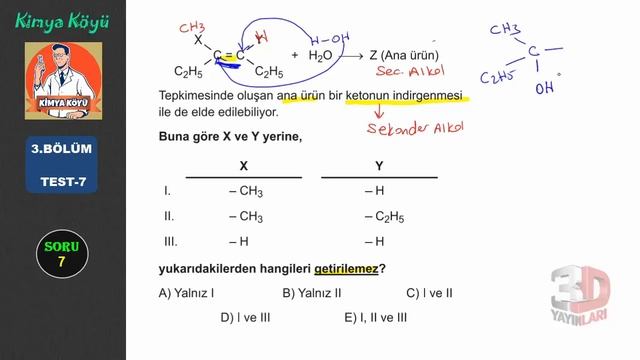 3D ORGANİK KİMYA | 3.BÖLÜM - TEST-7 | Alkollerin Fiziksel ve Kimyasal Özellikleri-2 смотреть онлайн