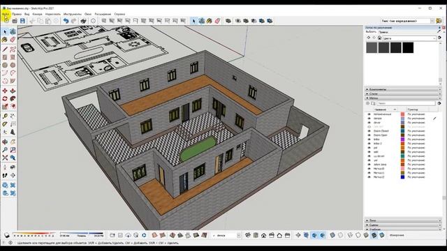 SketchUP 2 Dars Eshik, Deraza Va Darvoza Yasab Joylashtirish. Pol Va Patolok Yasash