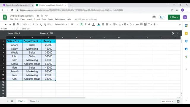 Filter and Filter view in Google Sheets | Google Sheet Functions in Telugu смотреть онлайн