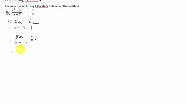 Evaluate the limit using two methods: lim_(x to -7) (x^2-49)/(x+7) смотреть онлайн