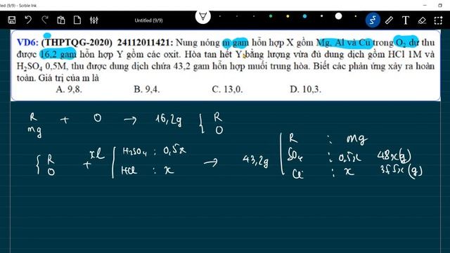 Nung nóng m gam hỗn hợp X gồm Mg, Al và Cu trong O2 dư thu được 16,2 gam hỗn hợp Y gồm các oxit. смотреть онлайн
