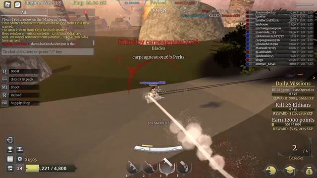 Roblox Titan Warfare PVP Gameplay