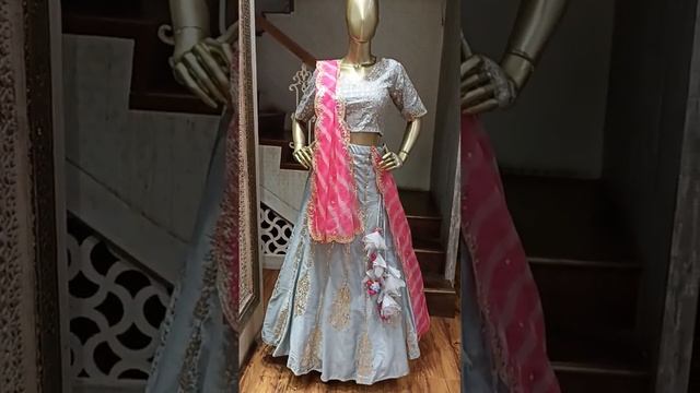 grey lehnga and rani pink duptta with Zardozi ❤❤#muklava #fashion #muklavalehanga смотреть онлайн