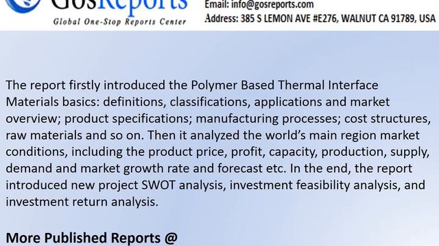 Polymer Based Thermal Interface Materials Market Report Research to 2021 смотреть онлайн
