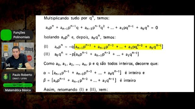 #Aula22 - Matemática Básica - Relações de Girard + Teorema Fundamental da Álgebra + Raízes Racionai смотреть онлайн
