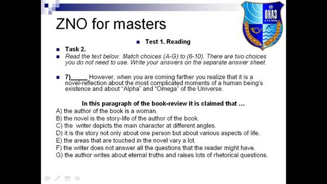 Variant 1, Reading, Part 2, Q7 смотреть онлайн