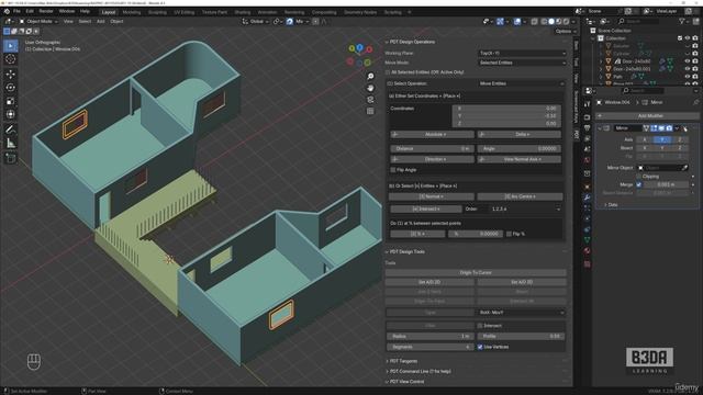 10 - Modeling the External Area - 5 -Using the Mirror Modifier смотреть онлайн
