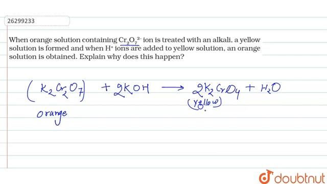 When orange solution containing `Cr_(2)O_(7)^(2-)` ion is treated with an alkali, a yellow смотреть онлайн