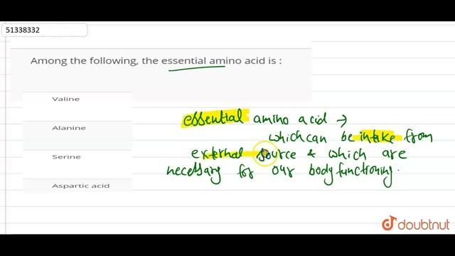 Among the following, the essential amino acid is : смотреть онлайн