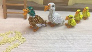 Утка из бисера / цыплёнок из бисера / утёнок из бисера / объёмные фигурки из бисера /