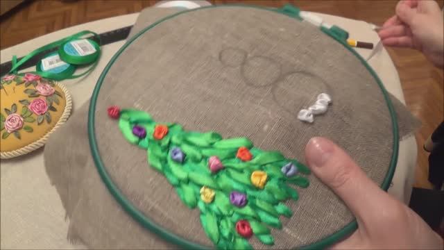 Вышивка лентами. Новогодняя. Часть 2. Снеговик. смотреть онлайн