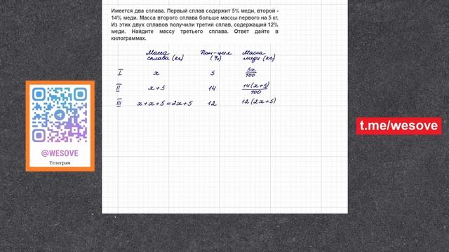 Имеется два сплава. Первый сплав содержит 5% меди, второй - 14% меди. Масса второго сплава больше смотреть онлайн