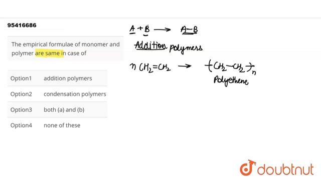 The empirical formulae of monomer and polymer are same in case of смотреть онлайн