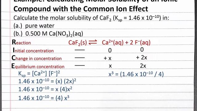 CHEM 201 - Calculating Molar Solubility of an Ionic Compound with the Common Ion Effect смотреть онлайн