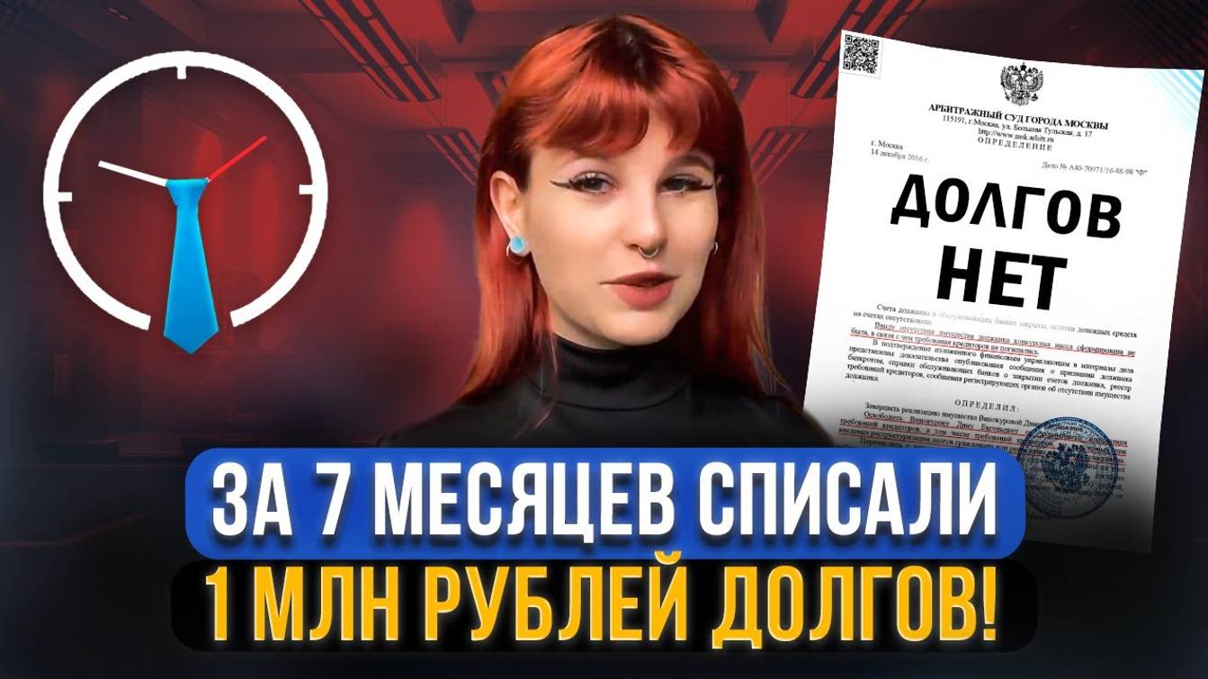 Списали Кристине свыше 1 000 000 рублей за 5 месяцев! Она свободна от долгов. Дело А66-16927_2022 смотреть онлайн