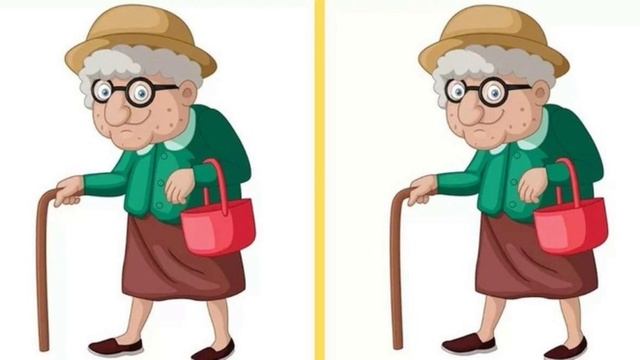 Найдите три отличия бабушки. Тест на внимательность. смотреть онлайн