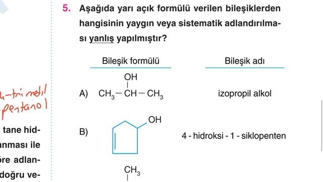 Aydın Yayınları AYT Kimya Soru Bankası 13.Bölüm Organik Kimya Test-25 Çözümleri