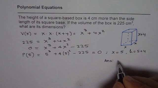 Solve Polynomial Equation to Find Dimensions of Square Based Box смотреть онлайн