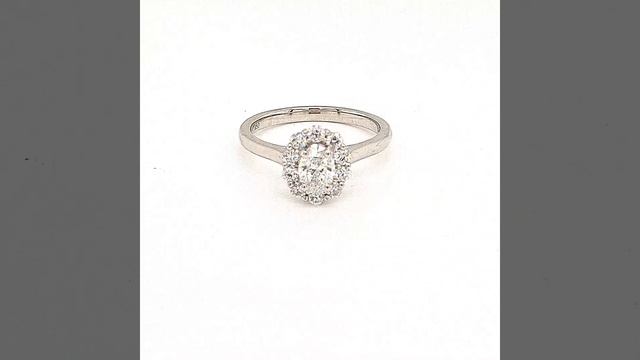 Platinum Oval Cut Halo Style Engagement Ring 13033 смотреть онлайн