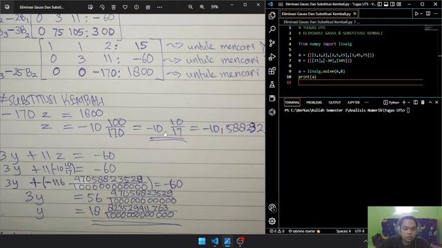 Eliminasi Gauss Dan Substitusi Kembali Dengan Run Program Di Python смотреть онлайн