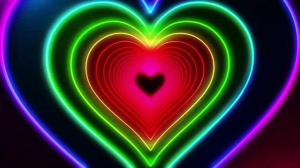 Neon Lights Love Heart Tunnel and Romantic Abstract Glow Particles 4K Moving Wallpaper Background