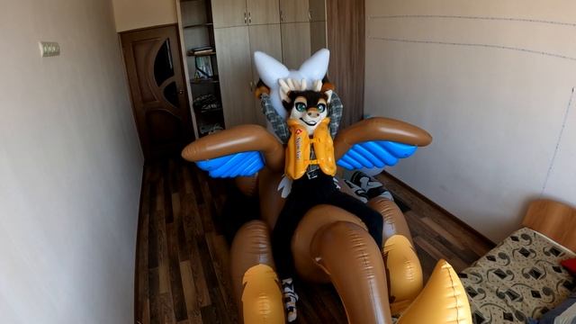 Riding On Inflatable Gryphon