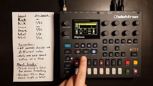 Elektron Digitone tutorial: how to make a full drum pattern in 1 track смотреть онлайн