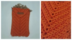 Сумка для телефона "Апельсинка" вязаная из шнура. МК 2024. Мастер- класс