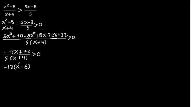 (x^2+8)/(x+4) (5x-8)/5 Inecuaciones racionales, conjunto solución de una inecuación con fracciones смотреть онлайн