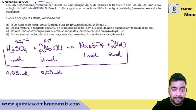 (Unievangélica GO) Em um procedimento, misturam-se 300 mL de uma solução de ácido sulfúrico... смотреть онлайн