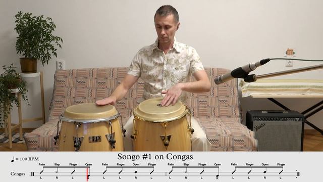 Songo #1 Rhythm Played on Congas Fast and Slow Tempo смотреть онлайн