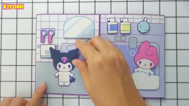 [💸paperdiy💸] KUROMI And MYMELODY Goes To Sleep 🛏 | Paper Play | BIG QUIET BOOK