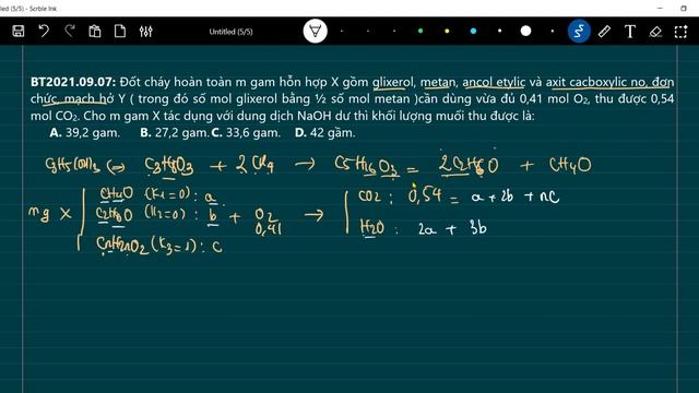 Đốt cháy hoàn toàn m gam hỗn hợp X gồm glixerol, metan, ancol etylic và axit cacboxylic no, đơn chứ смотреть онлайн