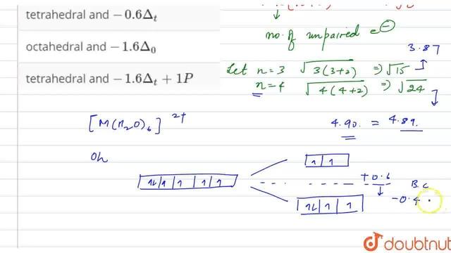 Consider that a d^(6) metal ion (M^(2+)) forms a complex with aqua ligands , and the spin only m... смотреть онлайн