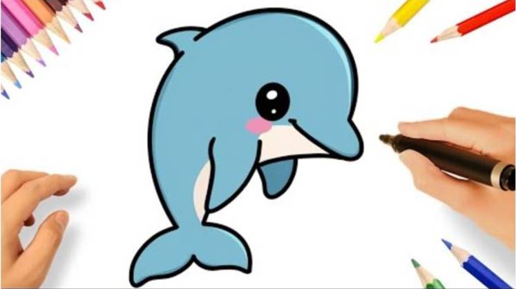 КАК НАРИСОВАТЬ ДЕЛЬФИНА KAWAII ЛЕГКО смотреть онлайн