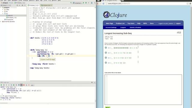 4Clojure Solution To Problem 53