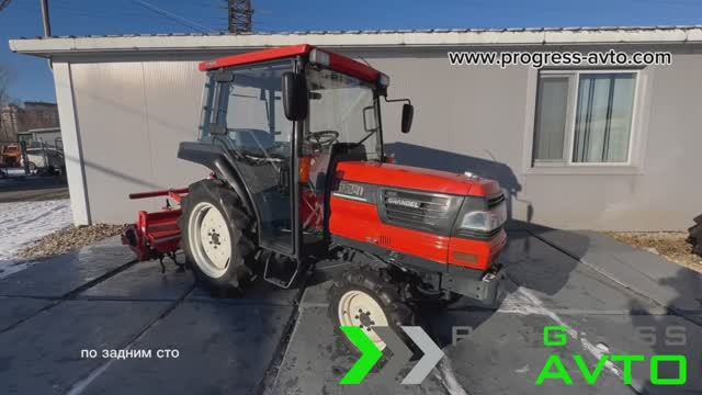 Kubota GL241 - трактор японский с кабиной и почвенной фрезой RL150G смотреть онлайн