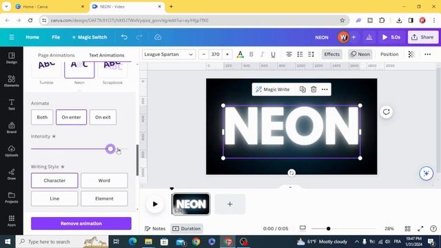 Neon Text Animation In Canva - Canva Tutorial