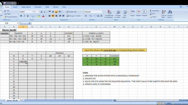 GAUSS JACOBI method using Microsoft Excel смотреть онлайн