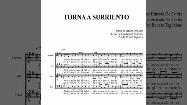 TORNA A SURRIENTO. Part for Soprano (and full Choir) смотреть онлайн